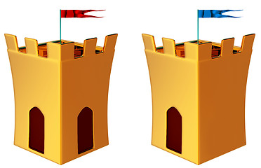 Image showing towers with flags