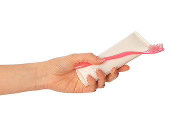 Image showing Toothpaste and toothbrush