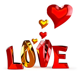 Image showing metalic word LOVE with hearts
