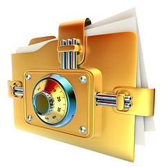 Image showing folder with golden combination lock
