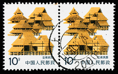 Image showing Stamp printed in China shows local dwelling in Yunnan