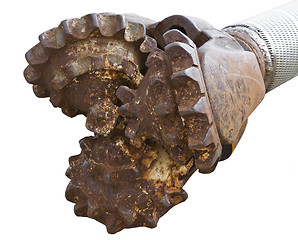 Image showing Worn out 3-cone drilling bit