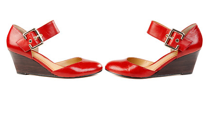 Image showing Fashionable women's red shoes