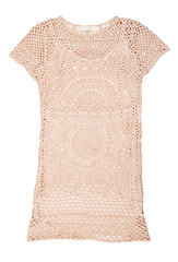 Image showing Knitted women's dress in beige mesh