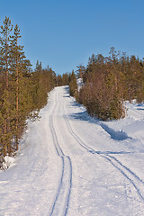 Image showing Ski track cross-country skiing