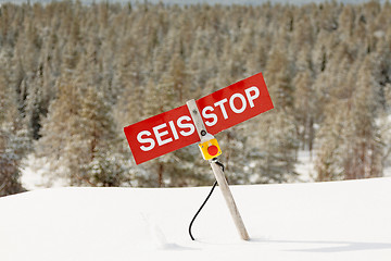 Image showing Stop - avalanche danger on the slope