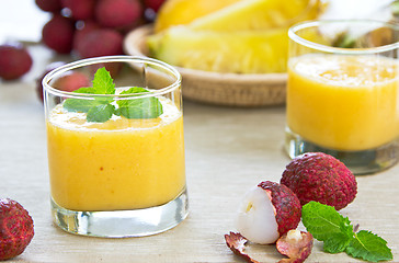 Image showing   	 Lychee with Mango and Pineapple smoothie