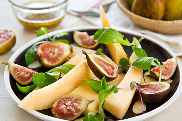 Image showing Fig with Melon and almond salad