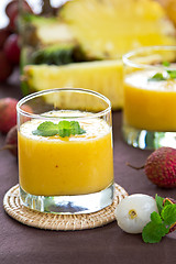 Image showing Lychee with Mango and Pineapple smoothie