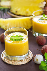 Image showing Lychee with Mango and Pineapple smoothie