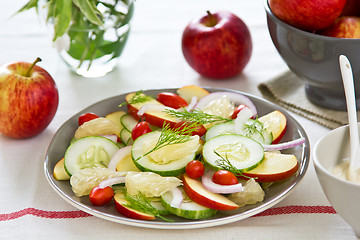 Image showing Apple with Grapefruit and tomato salad