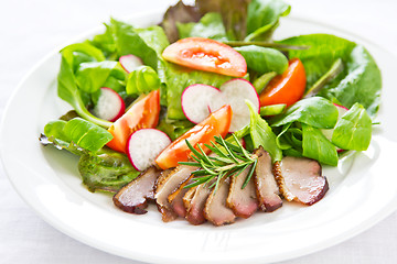 Image showing Smoked duck salad