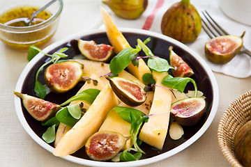 Image showing Fig with Melon and almond salad