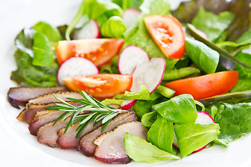 Image showing Smoked duck salad