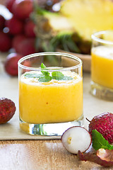 Image showing Lychee with Mango and Pineapple smoothie