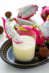 Image showing Lychee and Dragon fruit smoothie