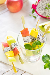 Image showing Fruit salad skewer