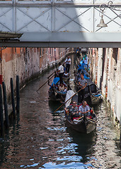 Image showing Row of Gondolas