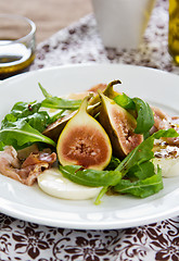 Image showing Fig with Prosciutto and mozzarella salad