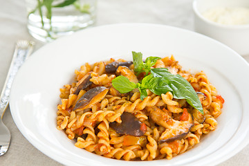 Image showing Fusili with mushroom in tomato sauce