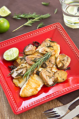 Image showing Grilled Dory fish with sauté mushroom