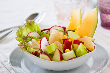 Image showing Apple with Grapefruit and melon salad