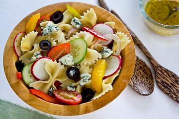 Image showing Farfalle with Blue cheese salad