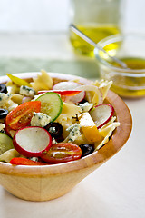 Image showing Farfalle with Blue cheese salad