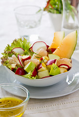 Image showing Apple with Grapefruit and melon salad