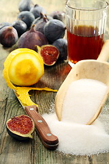 Image showing Ingredients for making jam of figs.