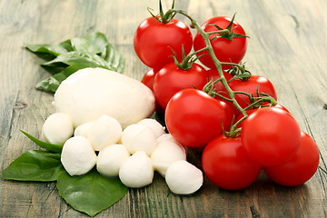 Image showing Tomato, mozzarella and basil.