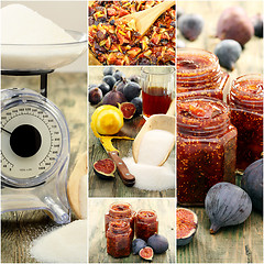 Image showing Cooking jam figs. Collage.