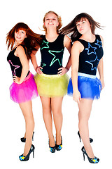 Image showing Three pretty girls dancing