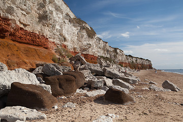 Image showing Red and white limestone cliffs