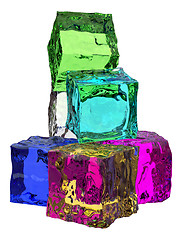 Image showing Different colored cube jellies