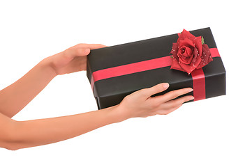 Image showing gift with red rose