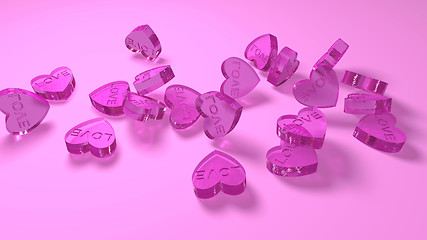 Image showing pink glass hearts as a symbol of great love