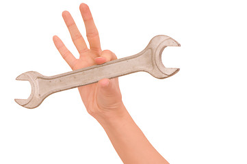 Image showing big spanner in the hand