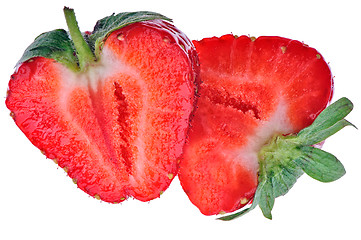 Image showing two parts of a sweet strawberry