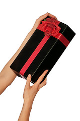 Image showing gift with red rose