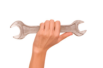 Image showing big spanner in the hand