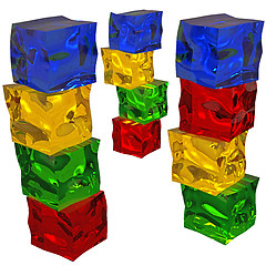 Image showing Different colored cube jellies