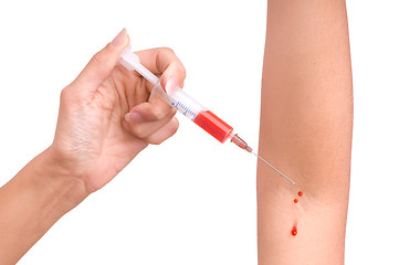 Image showing Patient make an injection for himself