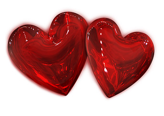 Image showing two red hearts in pair