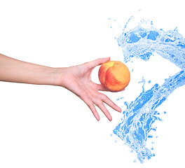 Image showing peach in the woman's hand