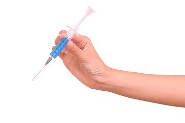 Image showing woman holds the syringe for making injections