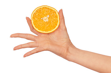 Image showing orange in the woman's hand