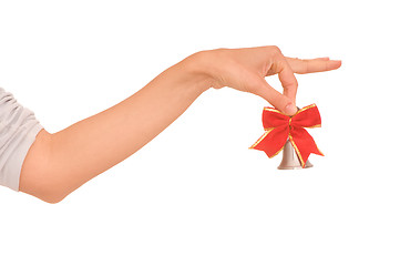 Image showing hand bell with red bow