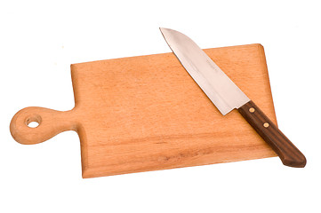 Image showing board for meat with knife