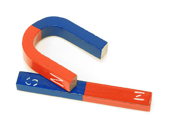 Image showing two red and blue magnets